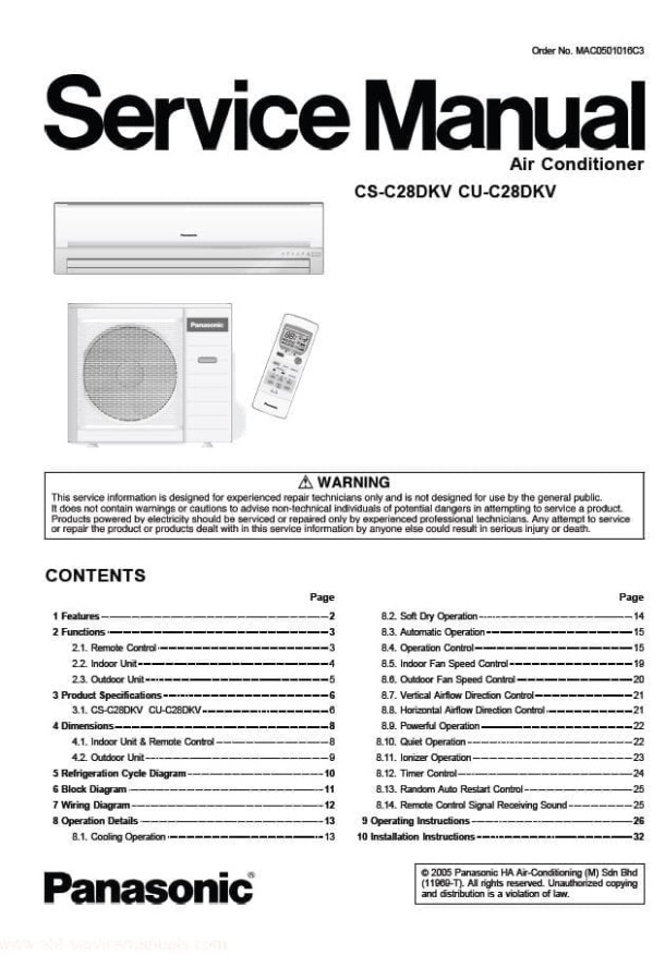 CS-C28DKV, CU-C28DKV